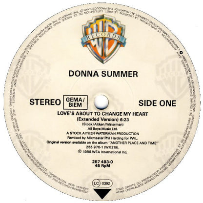 Donna Summer : Love's About To Change My Heart (12", Maxi)