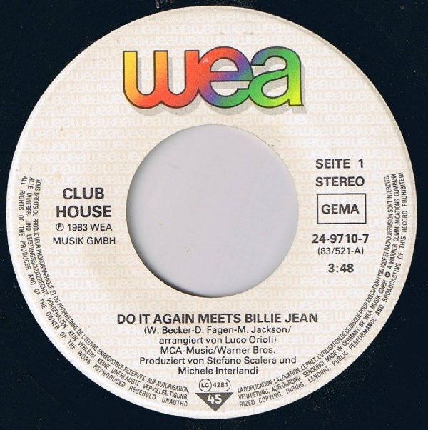 Club House : Do It Again Meets Billie Jean (7", Single)