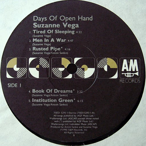 Suzanne Vega : Days Of Open Hand (LP, Album, B -)