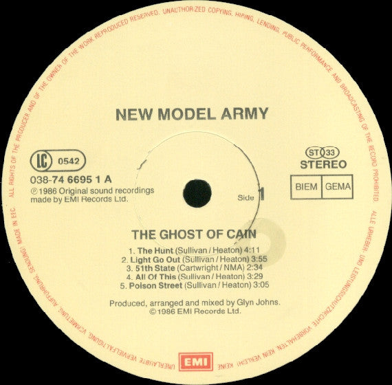 New Model Army : The Ghost Of Cain (LP, Album, RP)