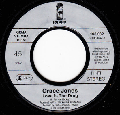 Grace Jones : Love Is The Drug (7", Single)