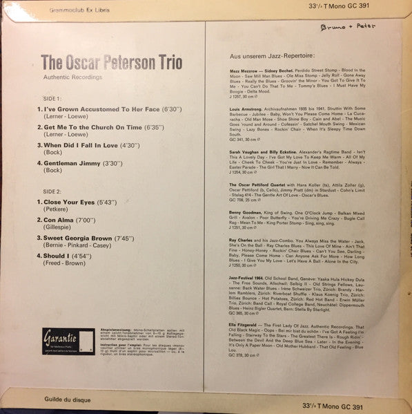 The Oscar Peterson Trio : Authentic Recordings (LP, Comp, Mono)