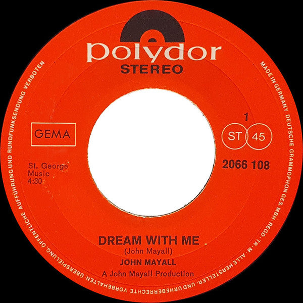 John Mayall : Dream With Me (7", Single)