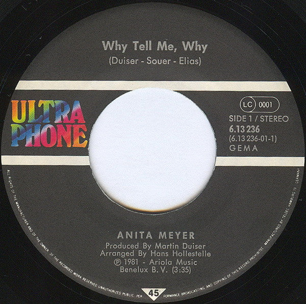 Anita Meyer : Why Tell Me, Why (7", Single)