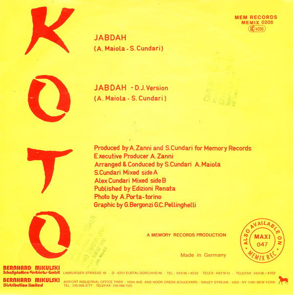 Koto : Jabdah (7", Single)