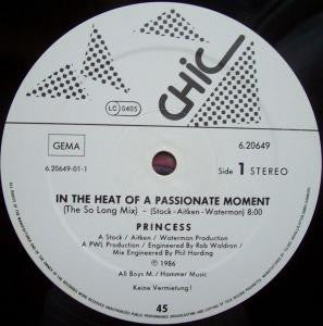 Princess : In The Heat Of A Passionate Moment (Remix) (12", Maxi)