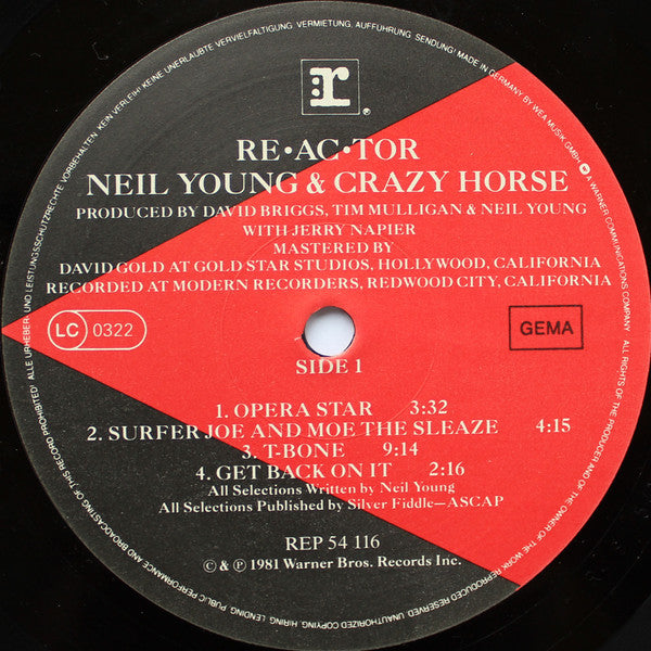 Neil Young & Crazy Horse : Reactor (LP, Album)