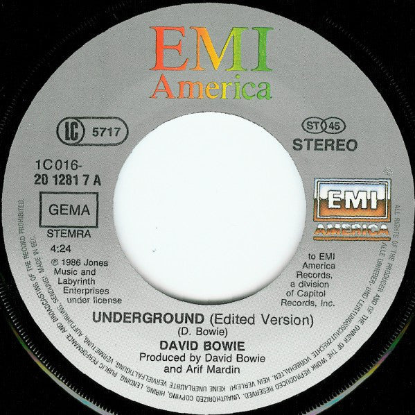 David Bowie : Underground (7", Single)