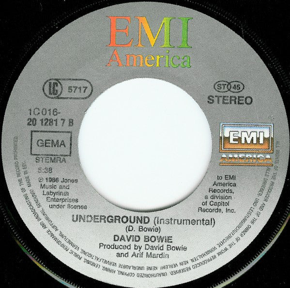 David Bowie : Underground (7", Single)