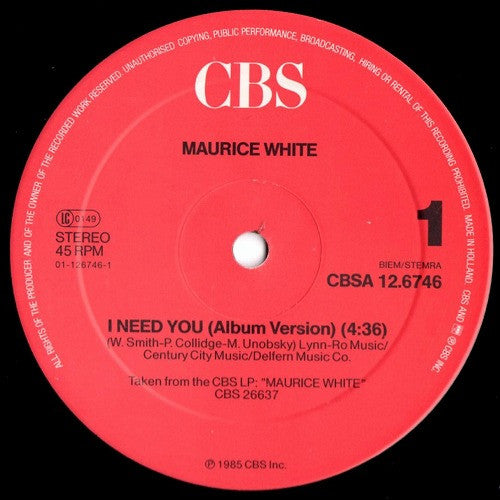 Maurice White : I Need You (12")