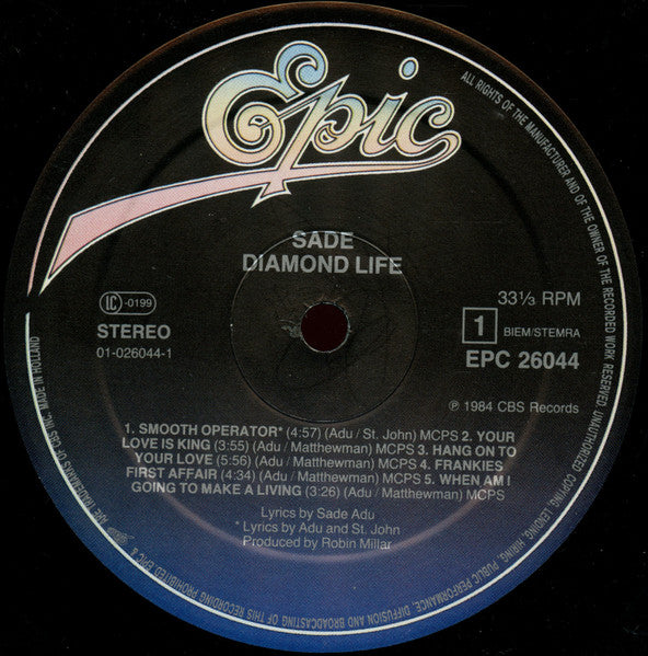 Sade : Diamond Life (LP, Album, Dar)