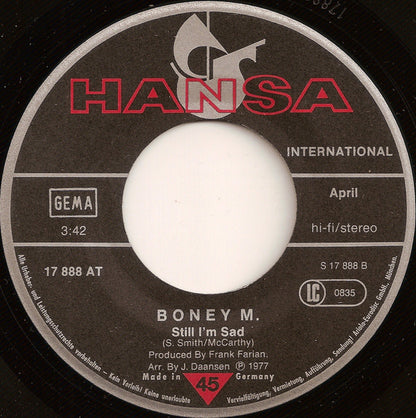 Boney M. : Ma Baker / Still I'm Sad (7", Single)