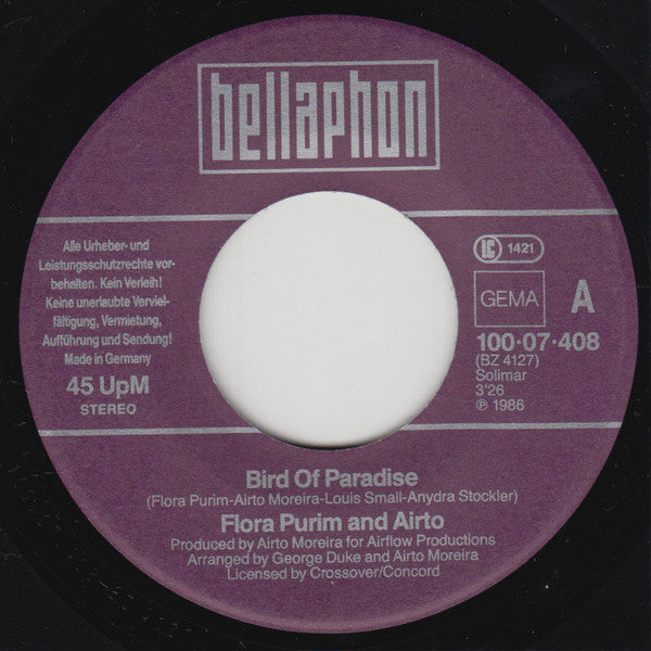 Flora Purim & Airto* : Bird Of Paradise (7", Single)