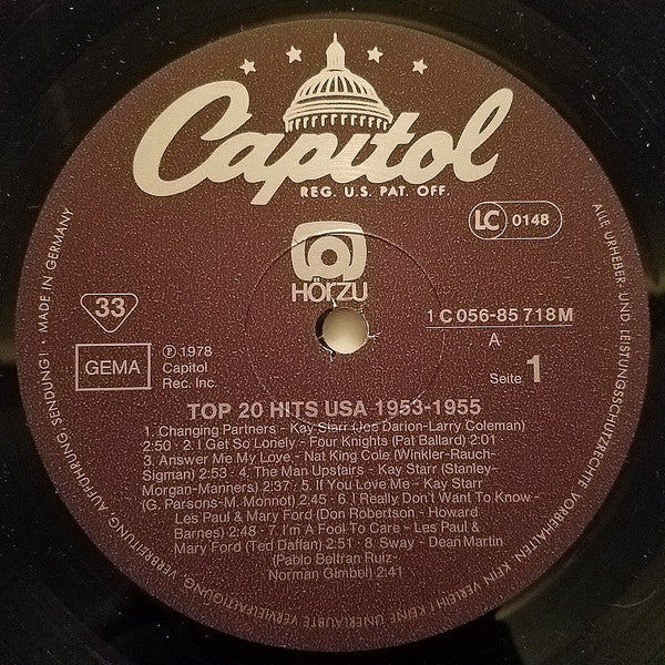 Various : Top Twenty Hits USA 1953-55 (LP, Comp, Mono)