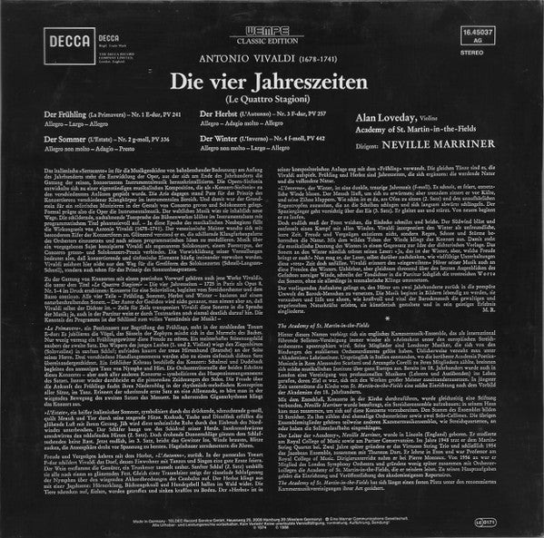 Antonio Vivaldi : Die Vier Jahreszeiten (LP, Album, RE)