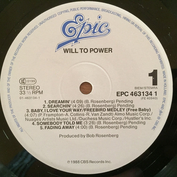 Will To Power : Will To Power (LP, Album)