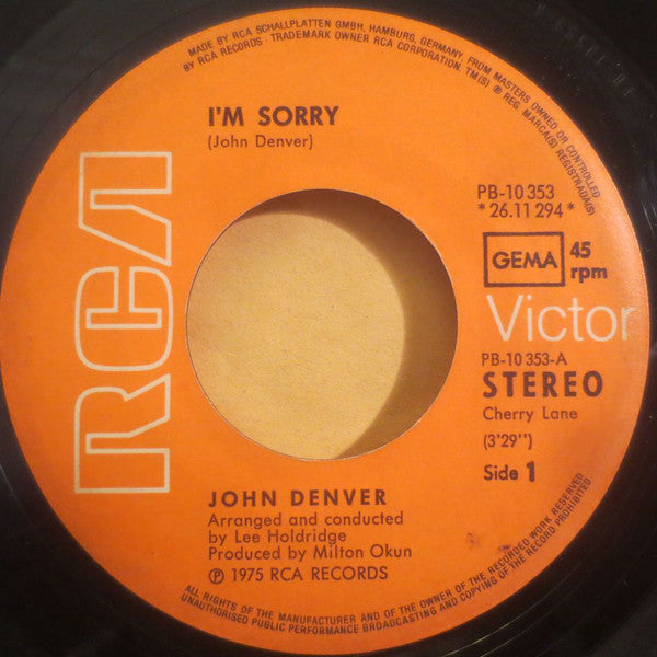 John Denver : I'm Sorry / Calypso (7", Single)