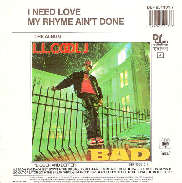 L.L. Cool J* : I Need Love (7", Single)