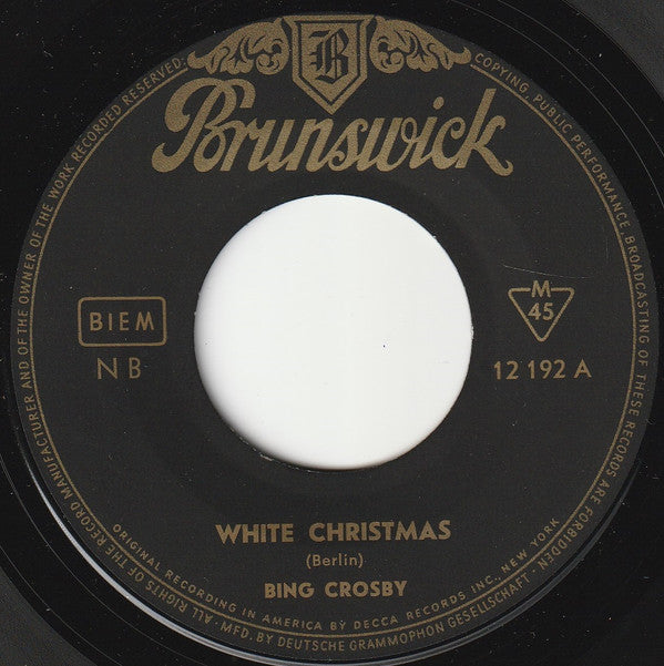 Bing Crosby : White Christmas (7", Single, Mono)