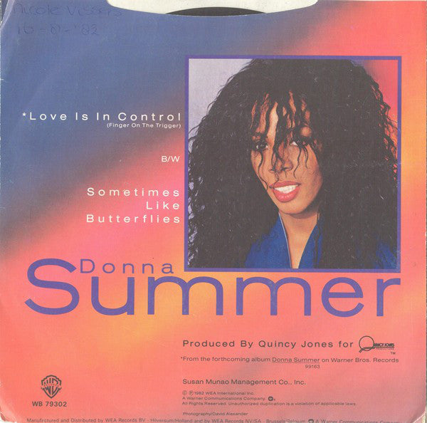 Donna Summer : Love Is In Control (Finger On The Trigger) (7")