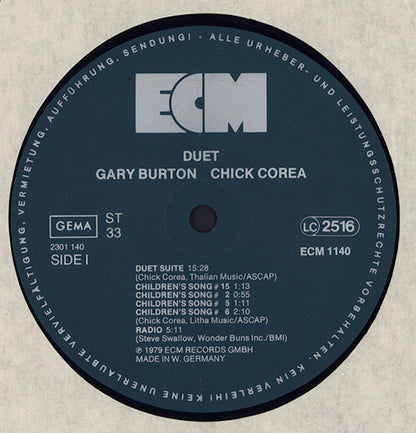 Gary Burton / Chick Corea : Duet (LP, Album)