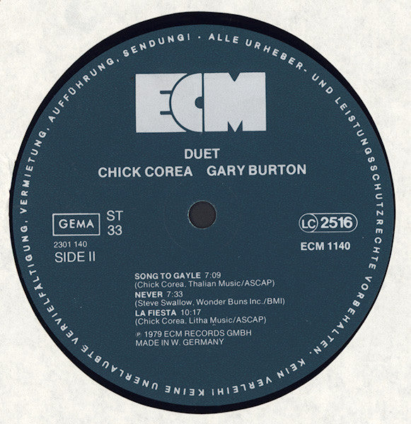 Gary Burton / Chick Corea : Duet (LP, Album)