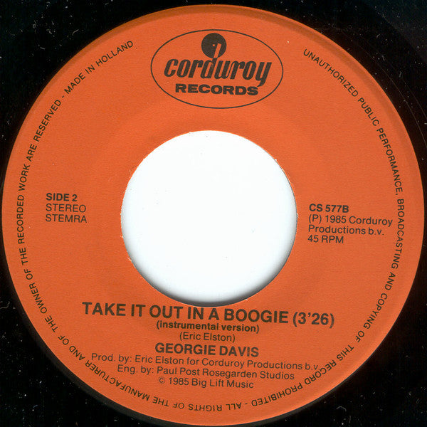 Georgie Davis : Take It Out In A Boogie (7", Single)