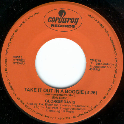 Georgie Davis : Take It Out In A Boogie (7", Single)