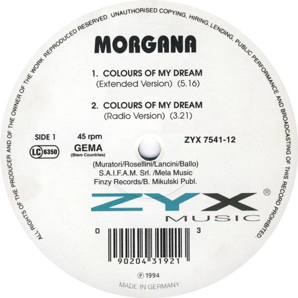 Morgana (21) : Colours Of My Dream (12")