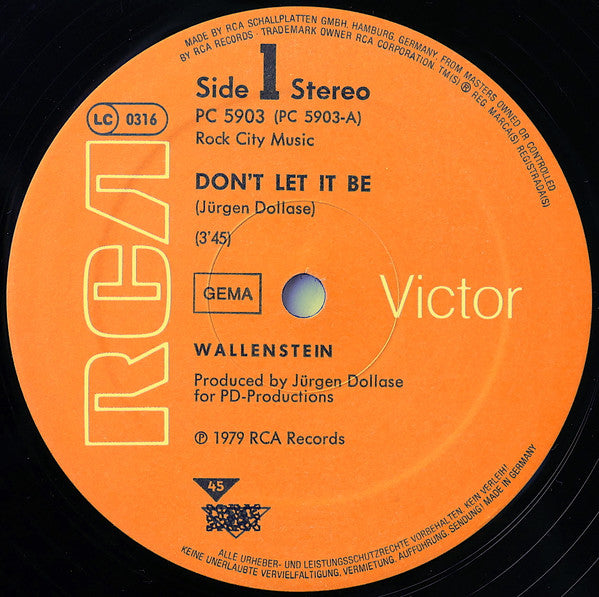 Wallenstein : Don't Let It Be / Charline (12", Maxi, Ltd)