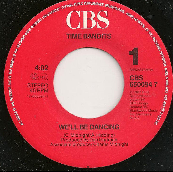 Time Bandits : We'll Be Dancing (7", Single)