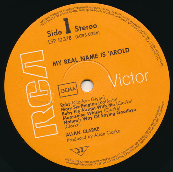 Allan Clarke : My Real Name Is 'arold (LP, Album)