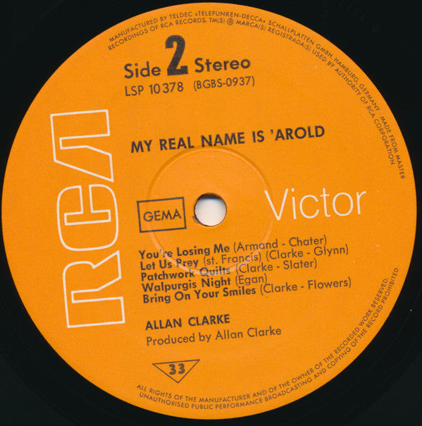 Allan Clarke : My Real Name Is 'arold (LP, Album)