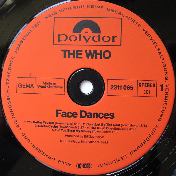 The Who : Face Dances (LP, Album)