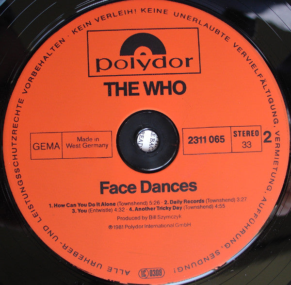 The Who : Face Dances (LP, Album)