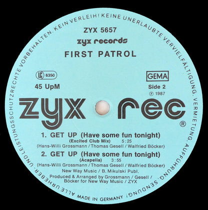 First Patrol : Get Up (Have Some Fun Tonight) (12", Maxi)