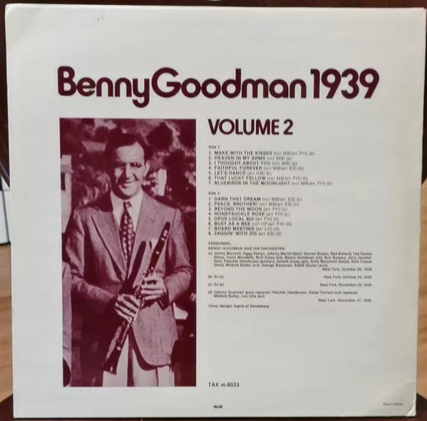 Benny Goodman And His Orchestra : Benny Goodman 1939 Volume 2 (LP, Comp)