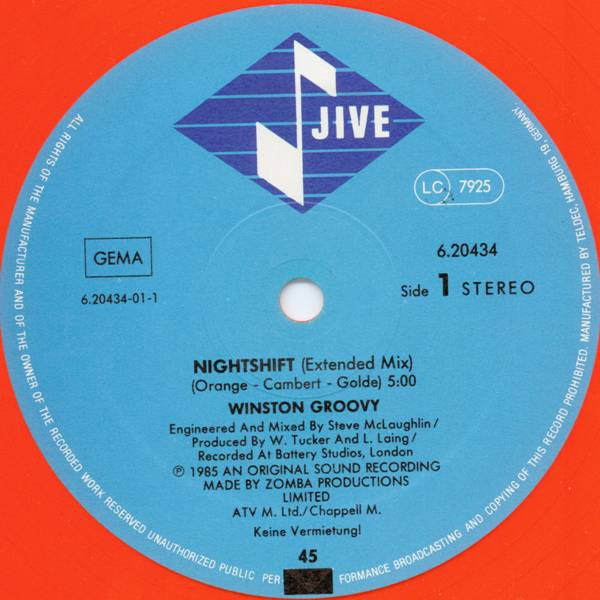 Winston Groovy : Nightshift (12", Maxi, Red)