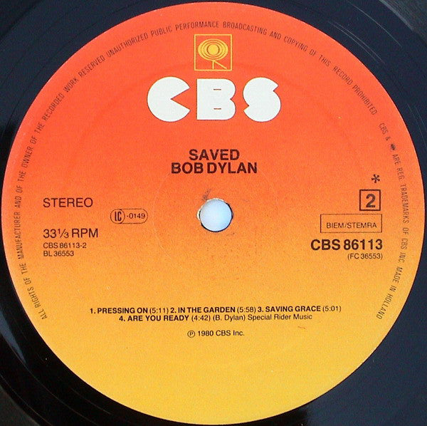 Bob Dylan : Saved (LP, Album)