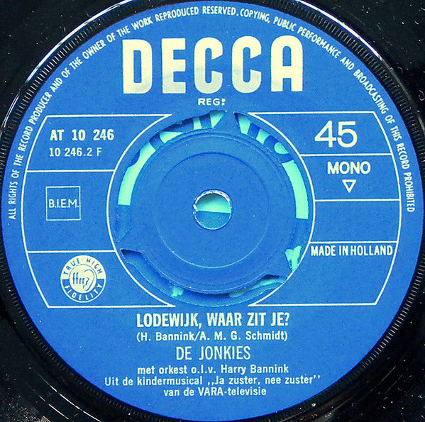 Hetty Blok En Leen Jongewaard : M'n Opa / Lodewijk, Waar Zit Je (7", Single, Mono)