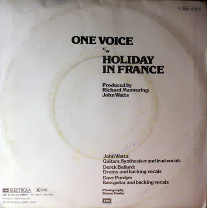 John Watts : One Voice (7", Single)