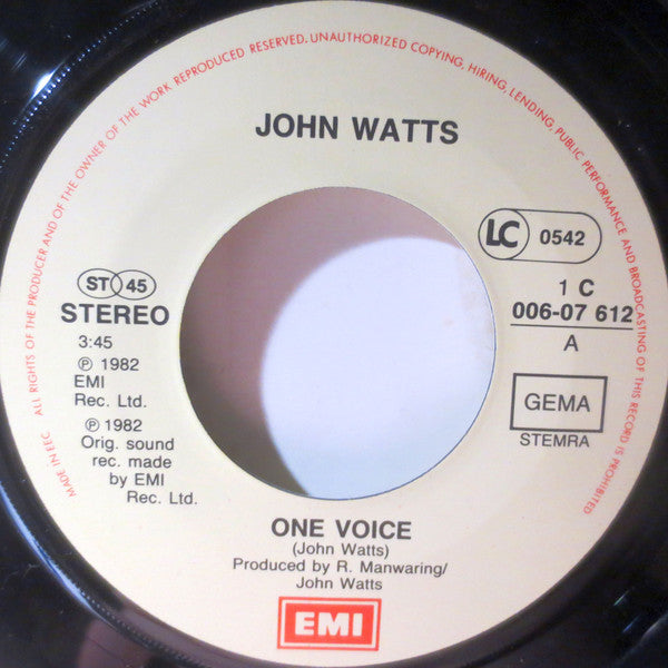 John Watts : One Voice (7", Single)