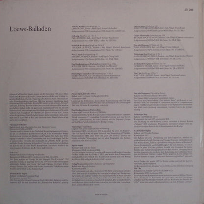 Carl Loewe : Lebendige Vergangenheit - Loewe-Balladen (LP, Comp, Mono)