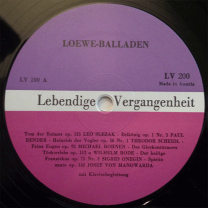 Carl Loewe : Lebendige Vergangenheit - Loewe-Balladen (LP, Comp, Mono)