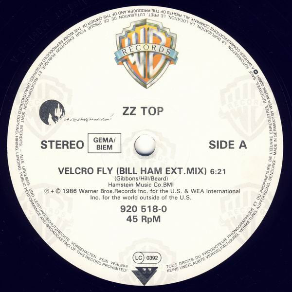 ZZ Top : Velcro Fly (Extended Mix) (12")