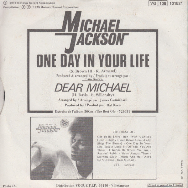 Michael Jackson : One Day In Your Life (7", Single, RE)