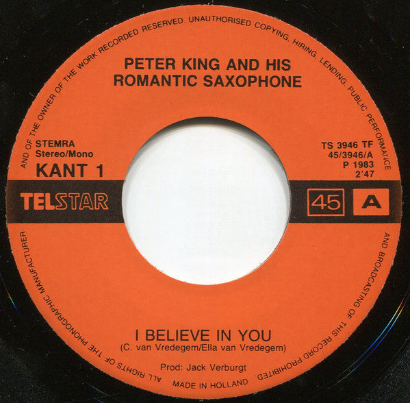 Peter King And His Romantic Saxophone : I Believe In You (7", Single)