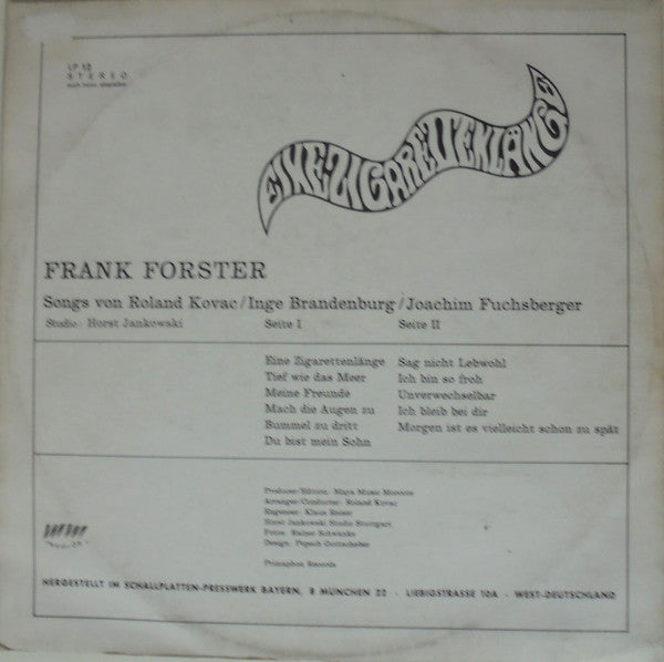 Frank Forster : Eine Zigarettenlänge (Lieder Und Chansons) (LP, Album)