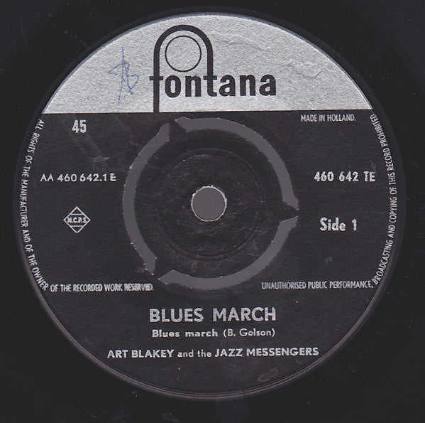 Art Blakey & The Jazz Messengers : Blues March (7", Mono)