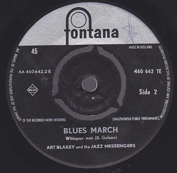 Art Blakey & The Jazz Messengers : Blues March (7", Mono)